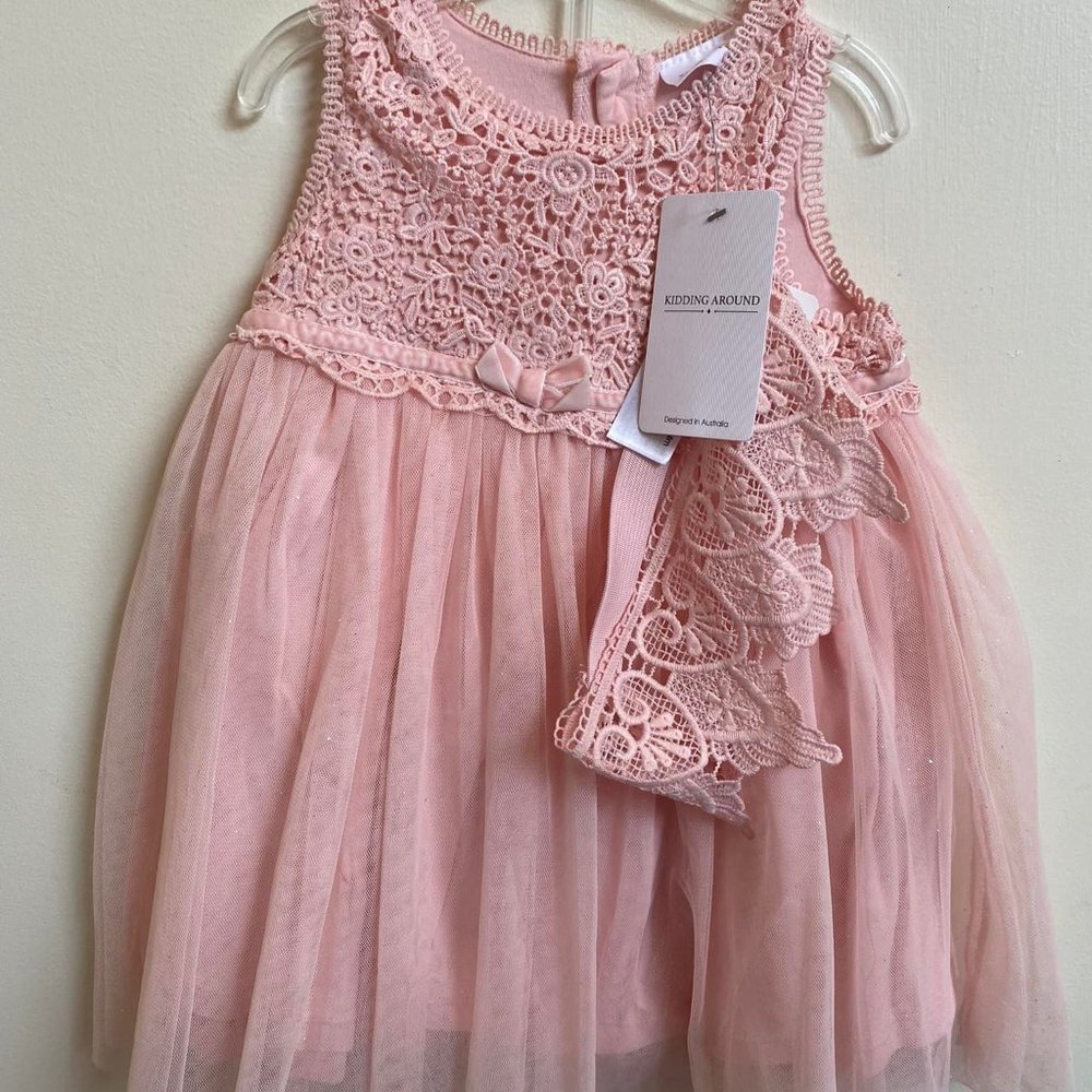 NWT Kidding Around Pink Dress with Crown Headband
